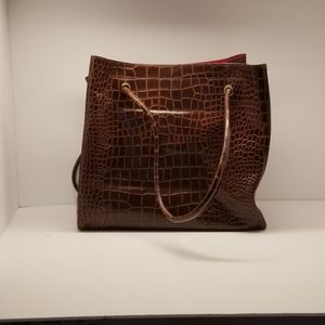 Genuine Leather tote croc print texture